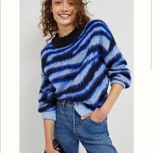 Anthropologie blue fuzzy sweater